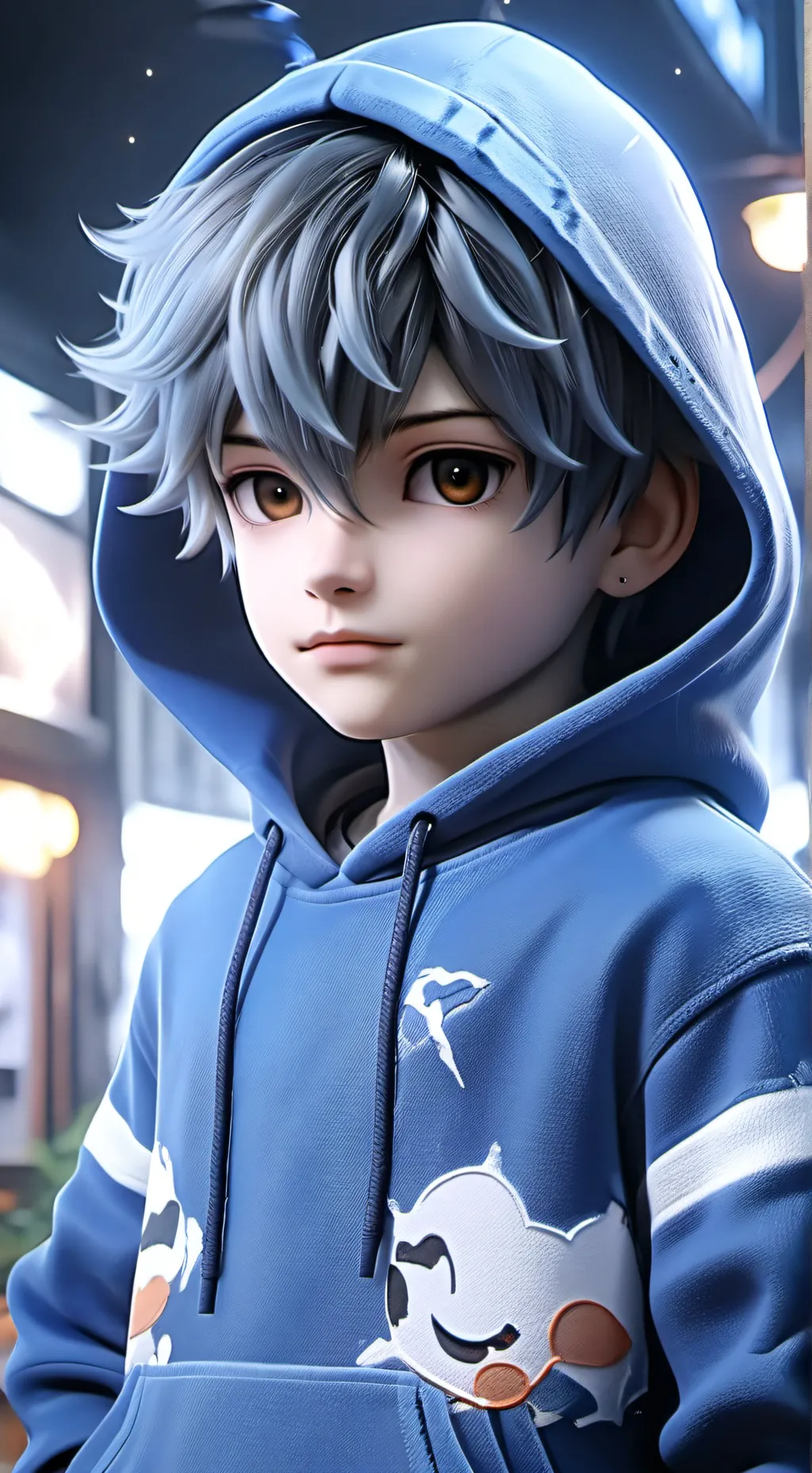 ai character: Blue dude  background
