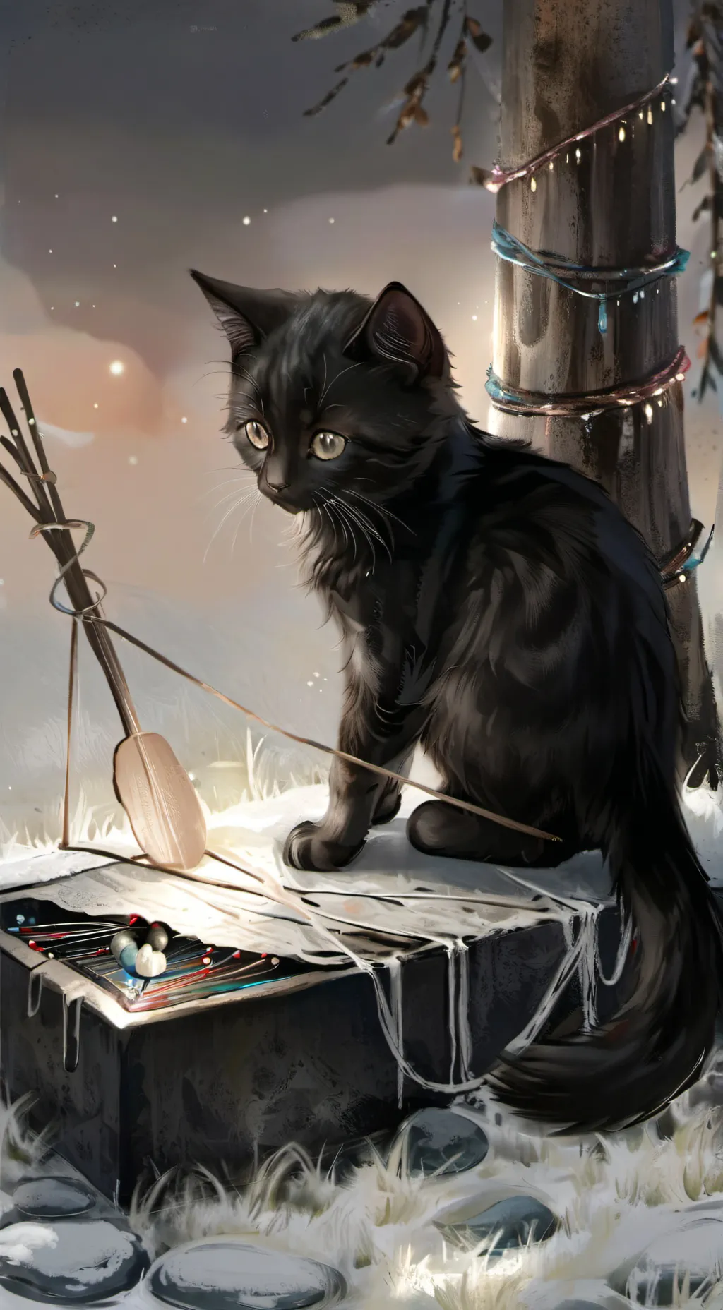 ai character: black kitten background