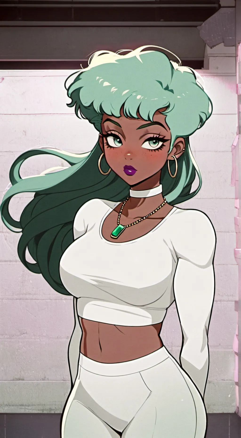 ai character: jade rider mint  background