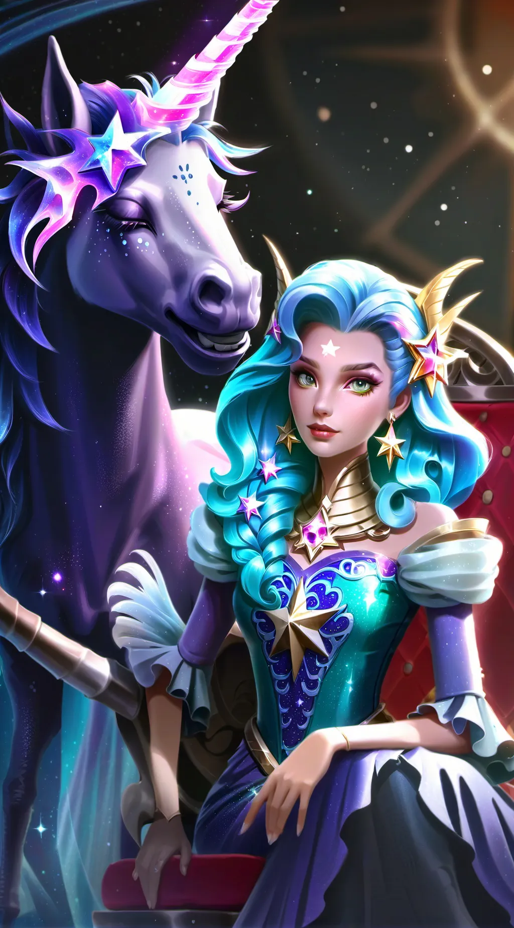 ai character: Princess Celestia Unicorn background
