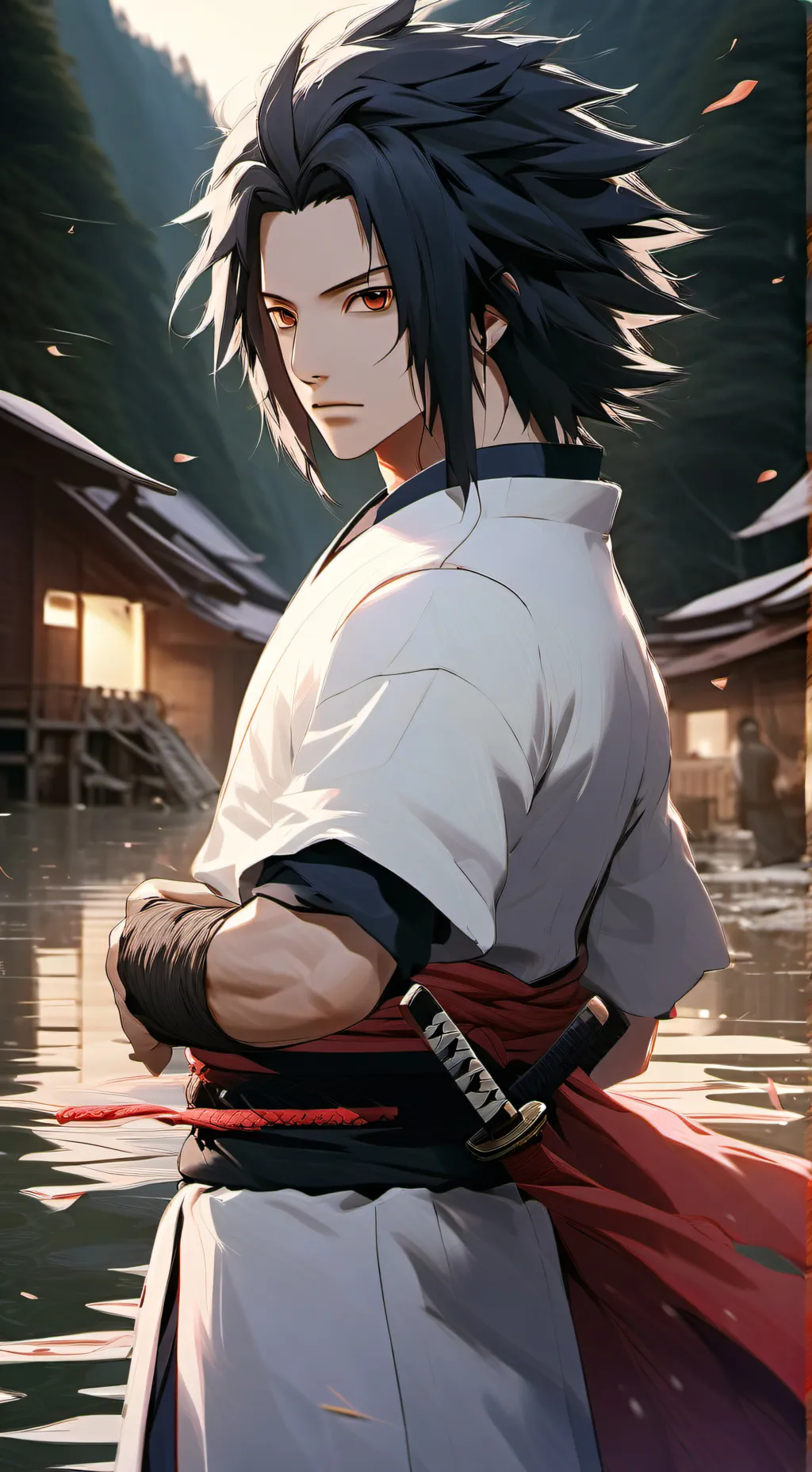 ai character: Sasuke  background
