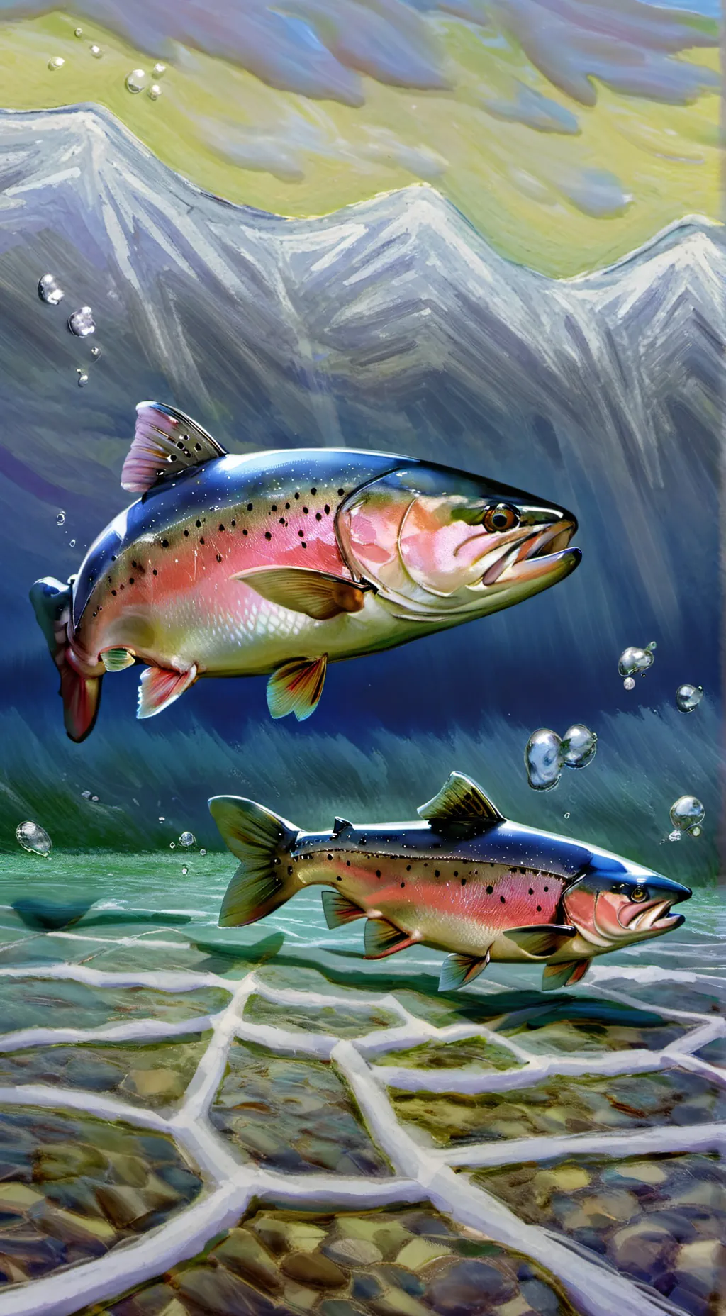 ai character: Rainbow trout background