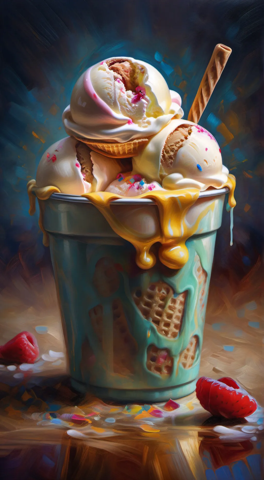 ai character: ice cream background