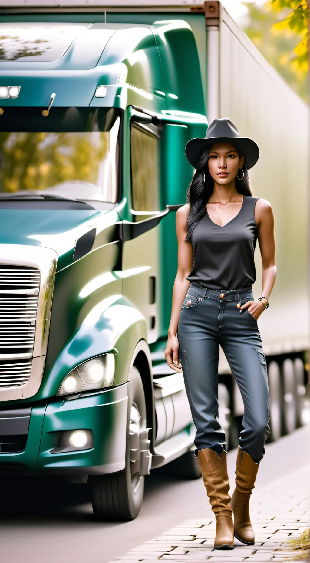 ai character: Trucker Lady  background