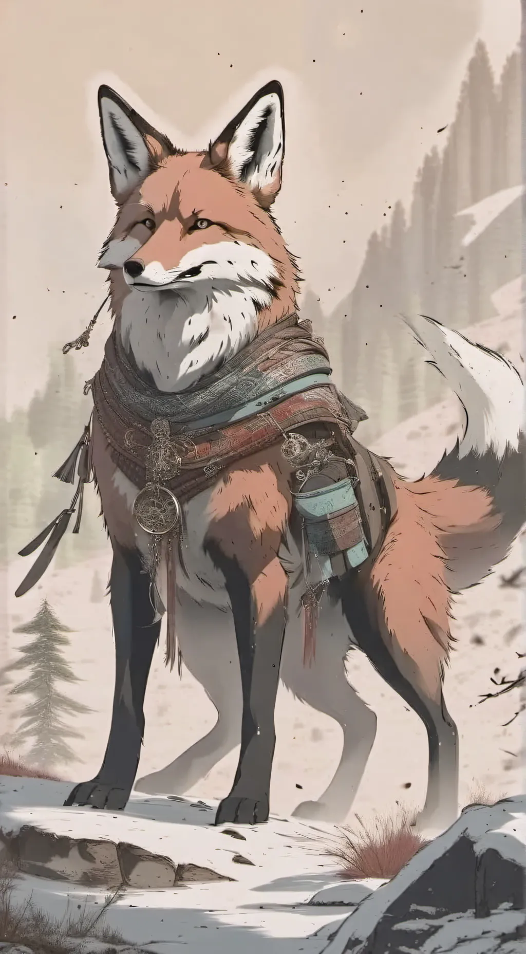 ai character: giant fox background