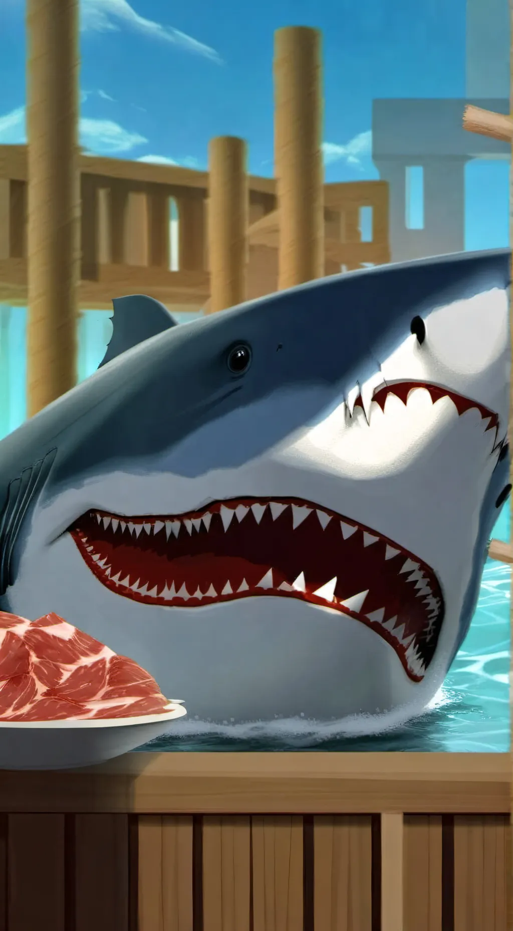 ai character: a literal shark background