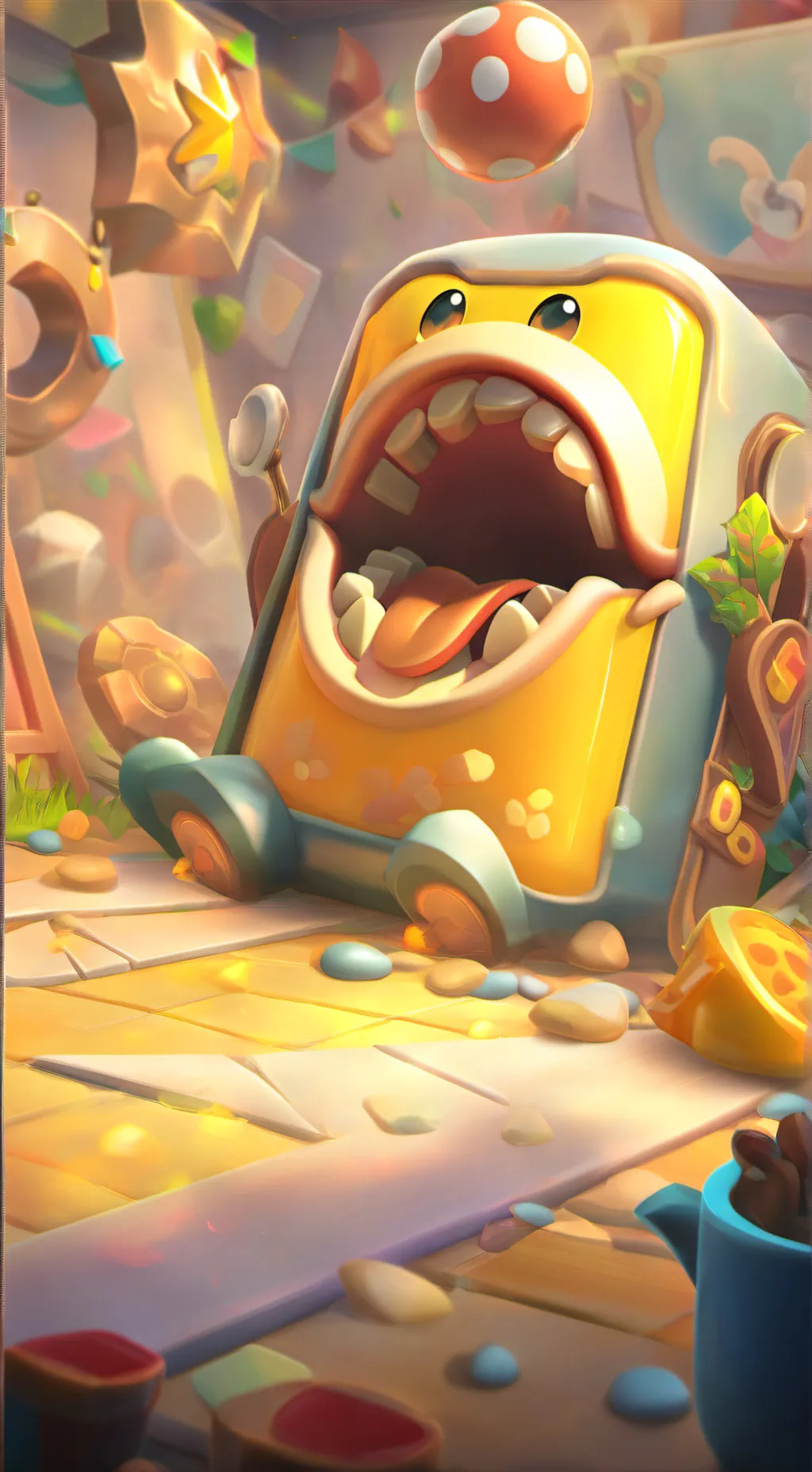 ai character: licking tongue background