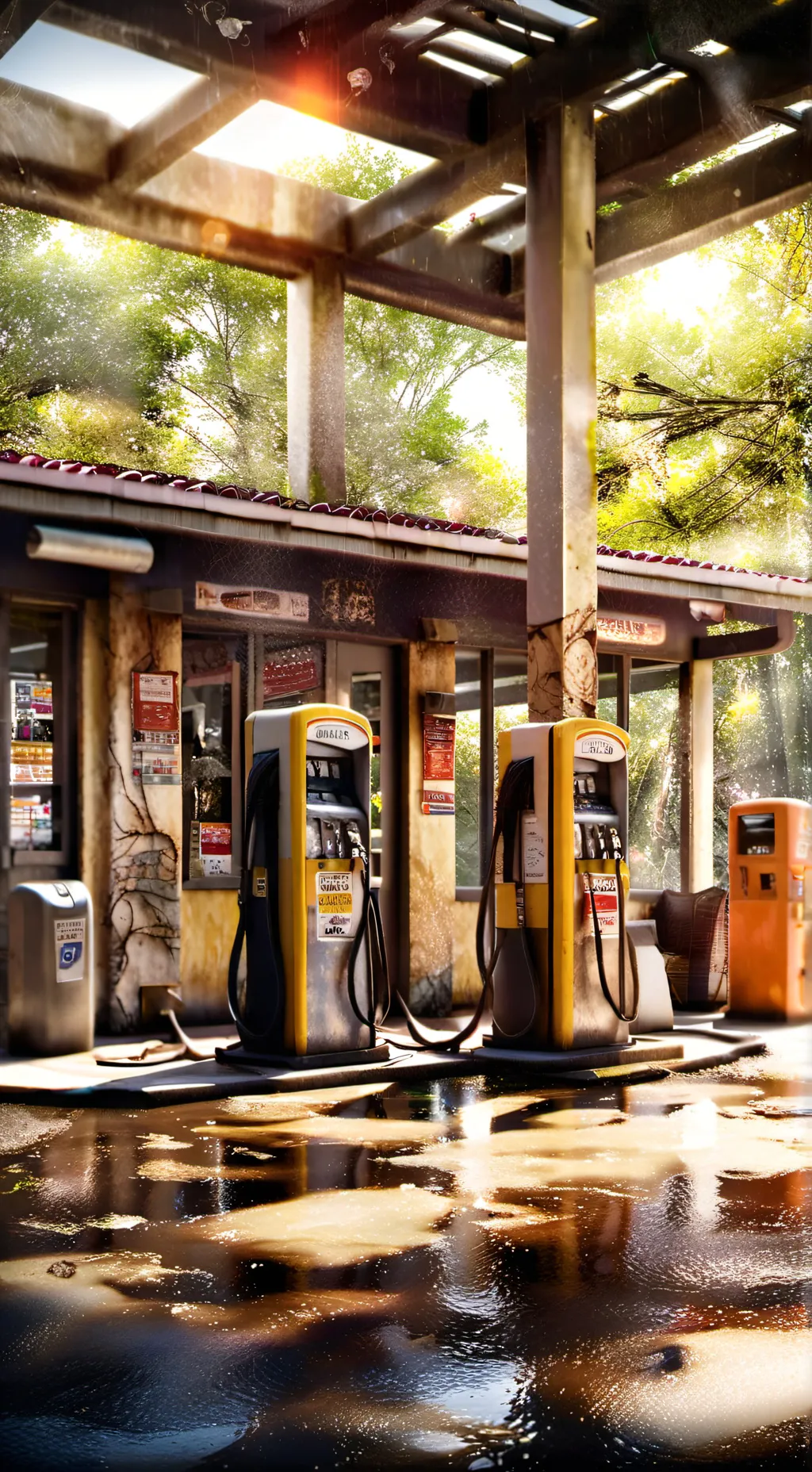 ai character: Gas Station background