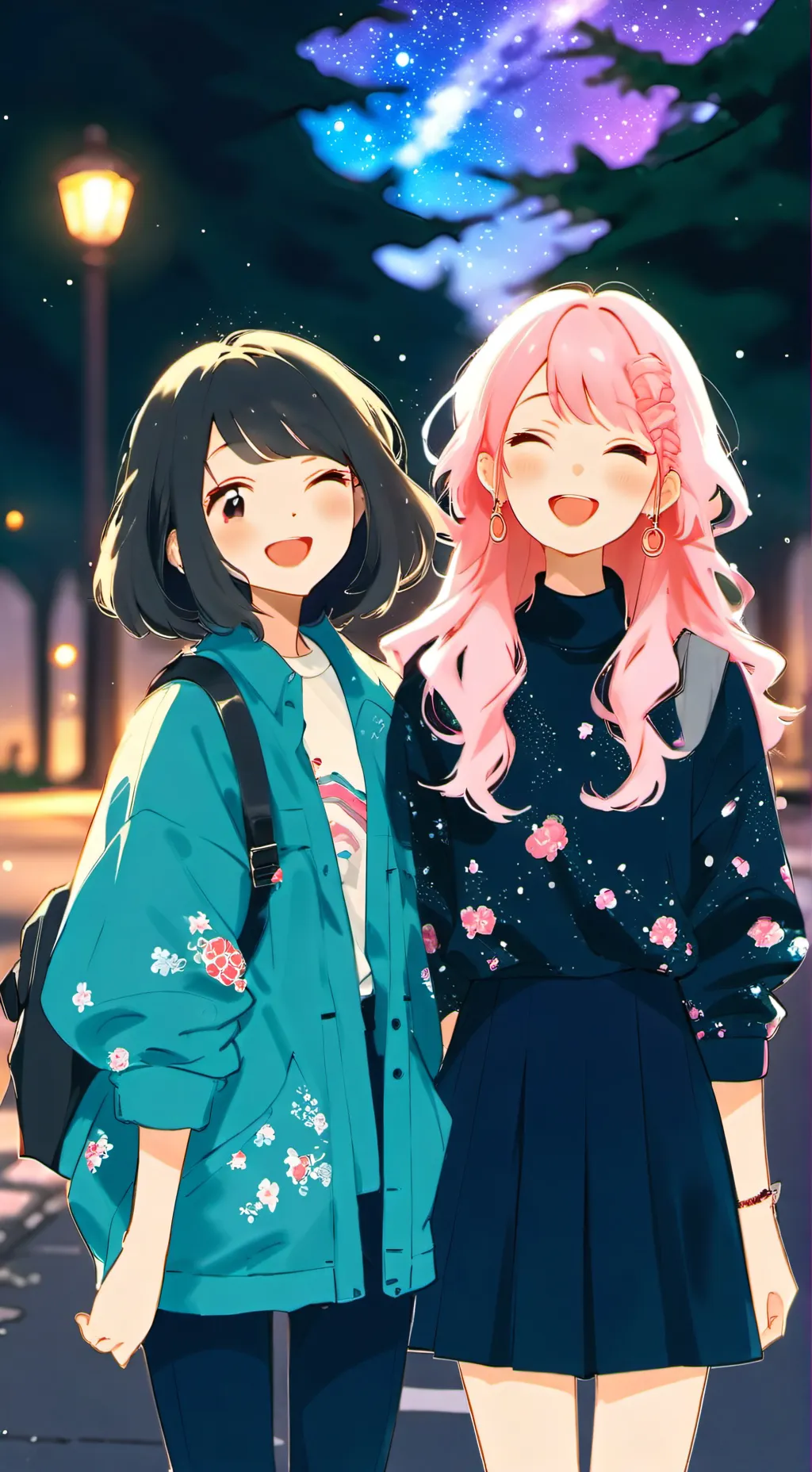 ai character: Abby and Lilly.  background