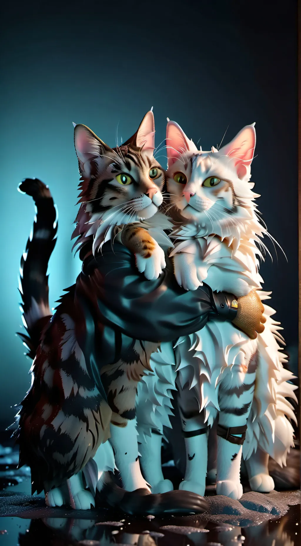 ai character: Mama cat and kit background