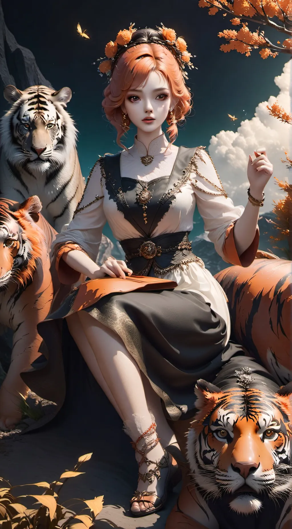 ai character: Tiger Girl  background