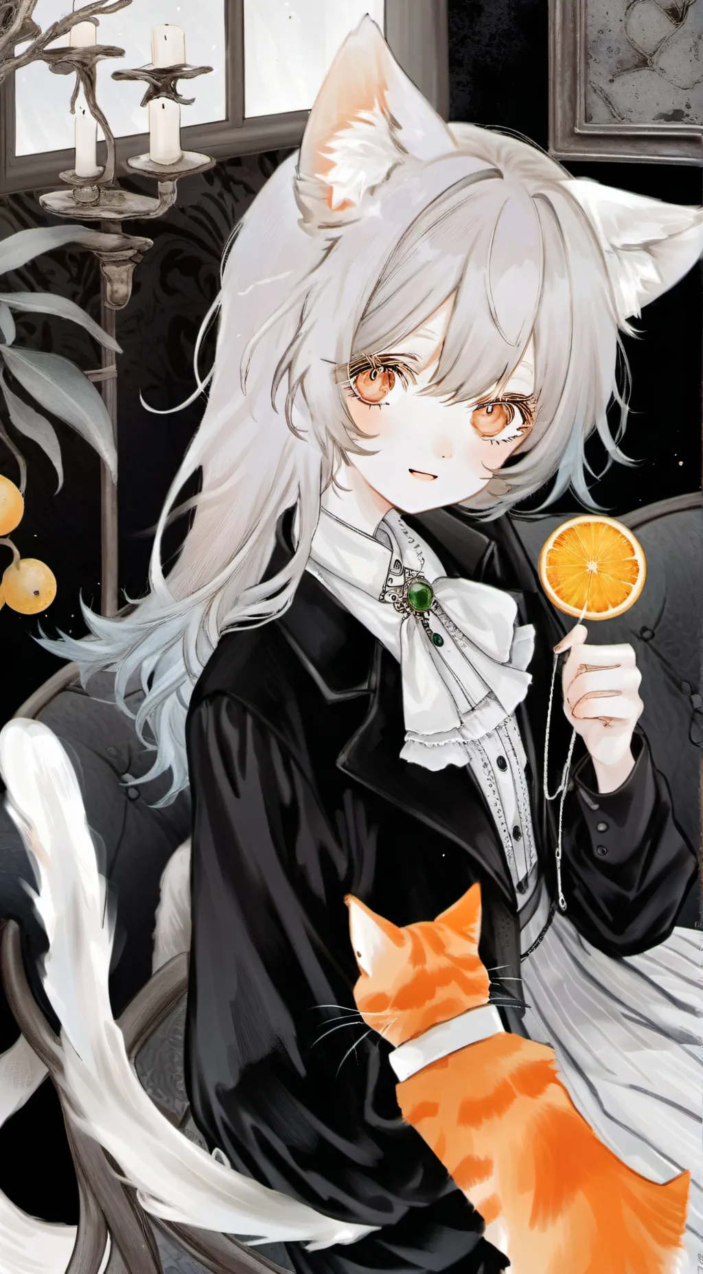 ai character: Goldie the Orange Furry background