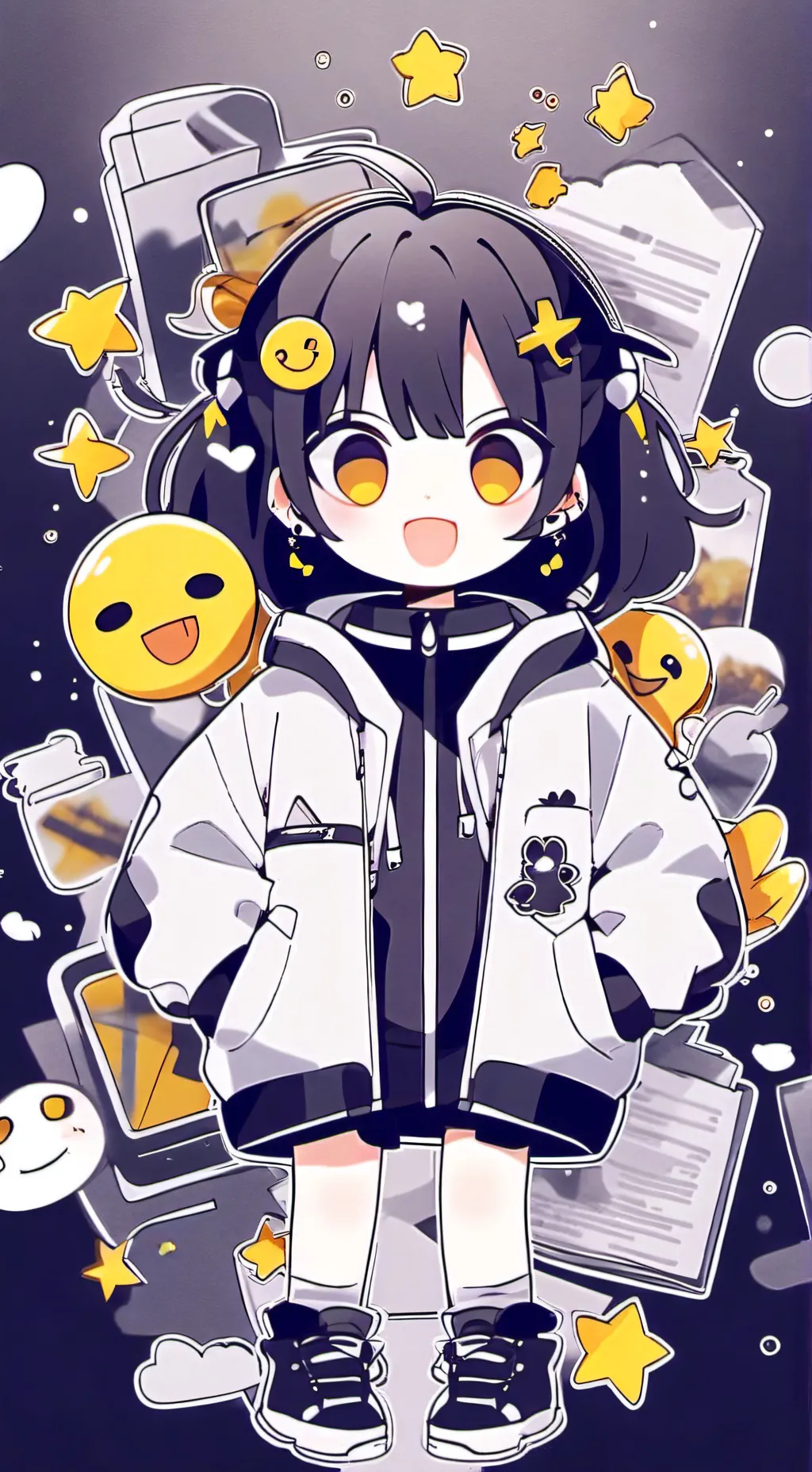 ai character: Emojis background