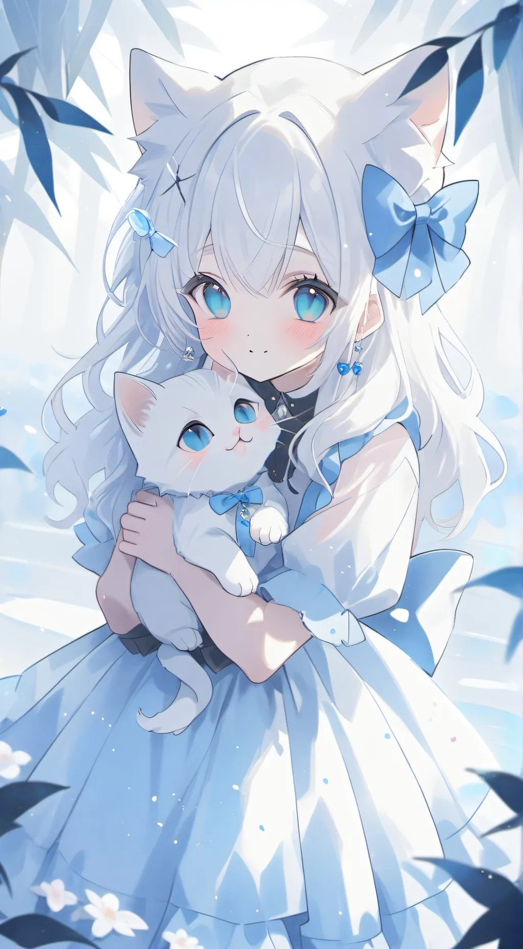 ai character: White black kitty background