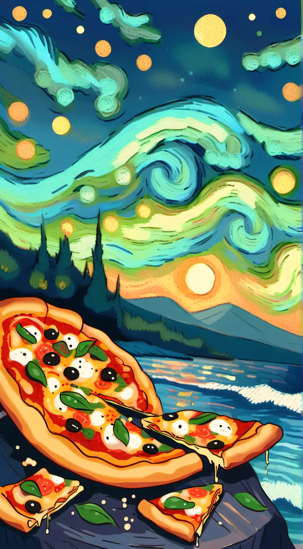 ai character: Pizza party background