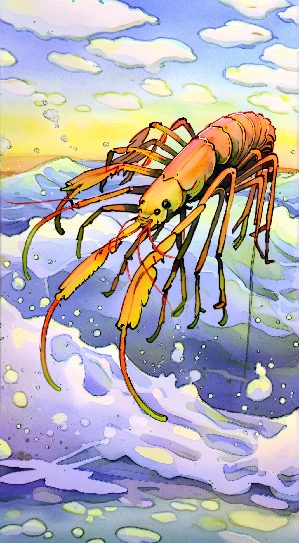 ai character: A magic shrimp background