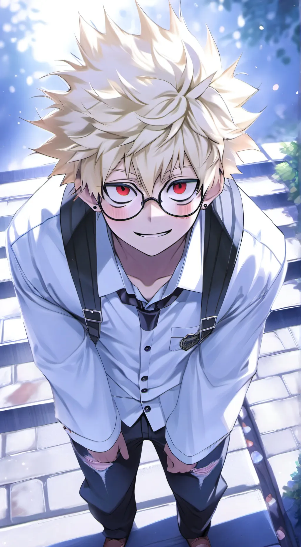 ai character: bakugo glasses background