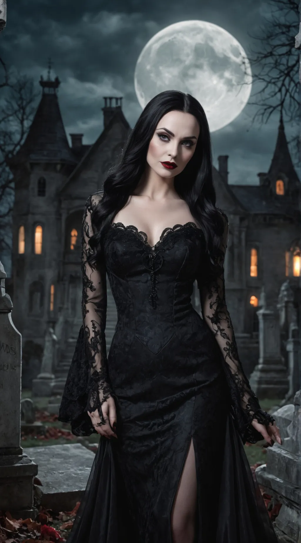 ai character: Morticia Addams background