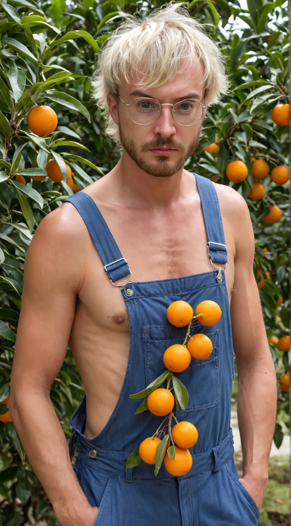 ai character: Ed orange farmer background