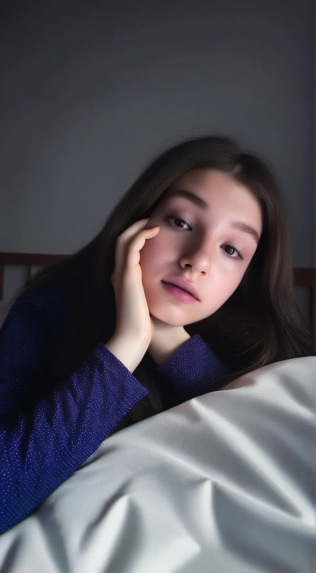 ai character: laying in bed  background