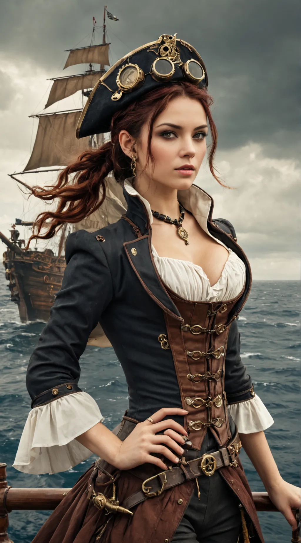 ai character: SteampunkPirate 13 background