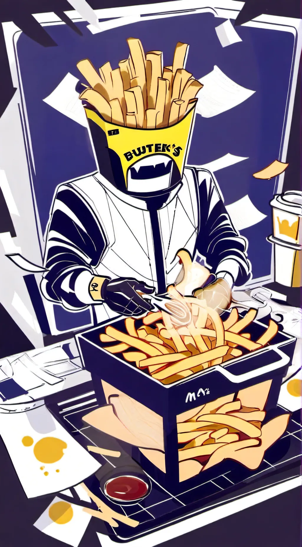 ai character: GOD FRY background