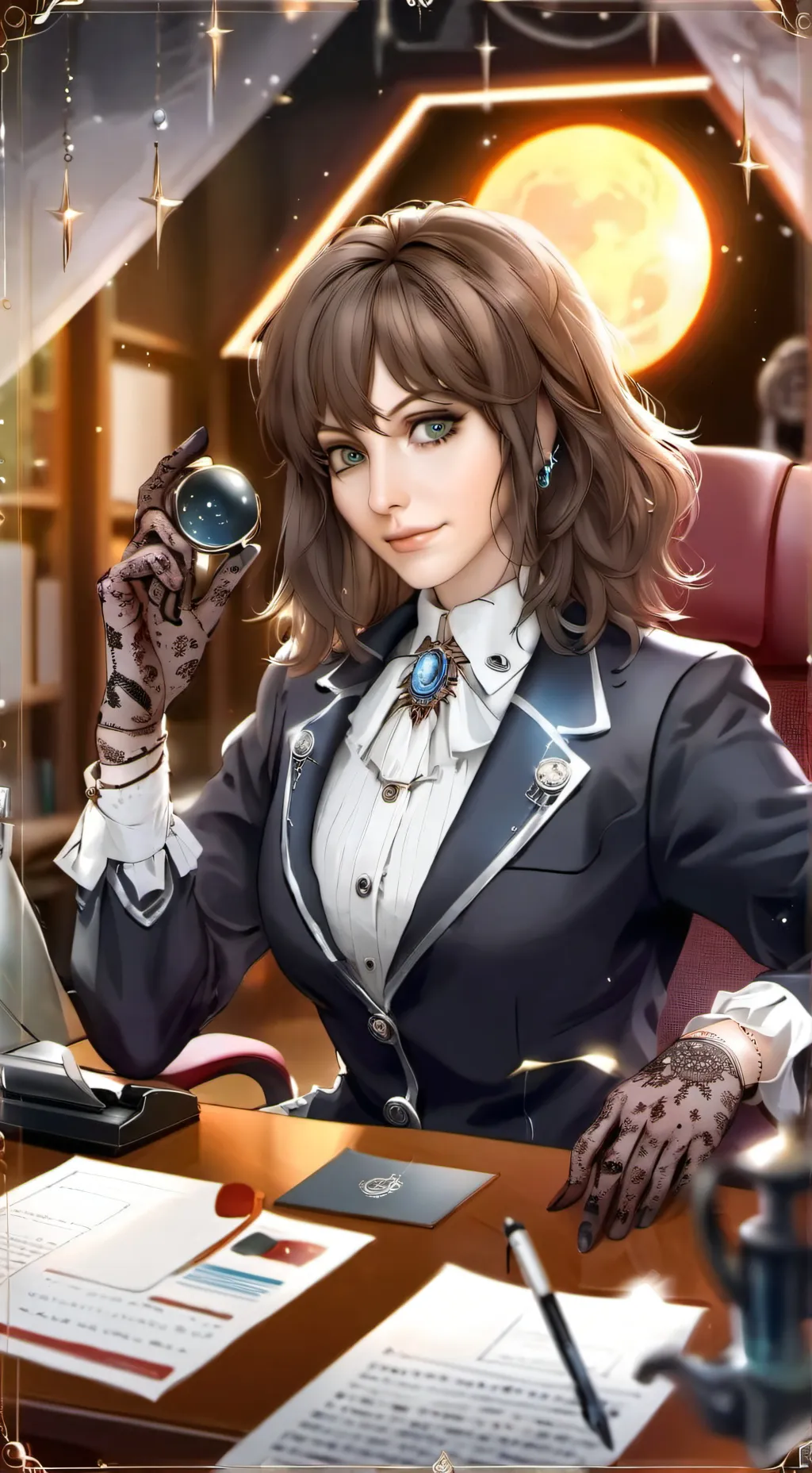 ai character: Selene Myrrh background