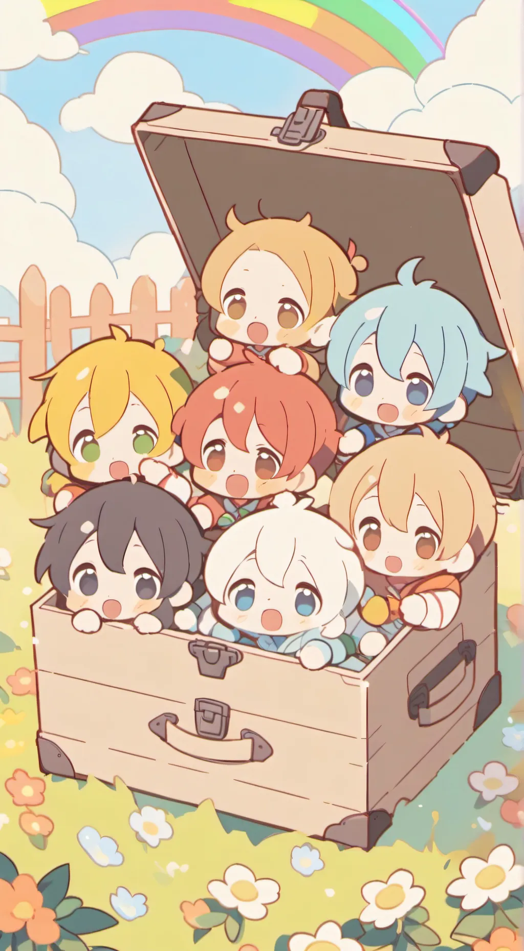 ai character: Rainbow babies background