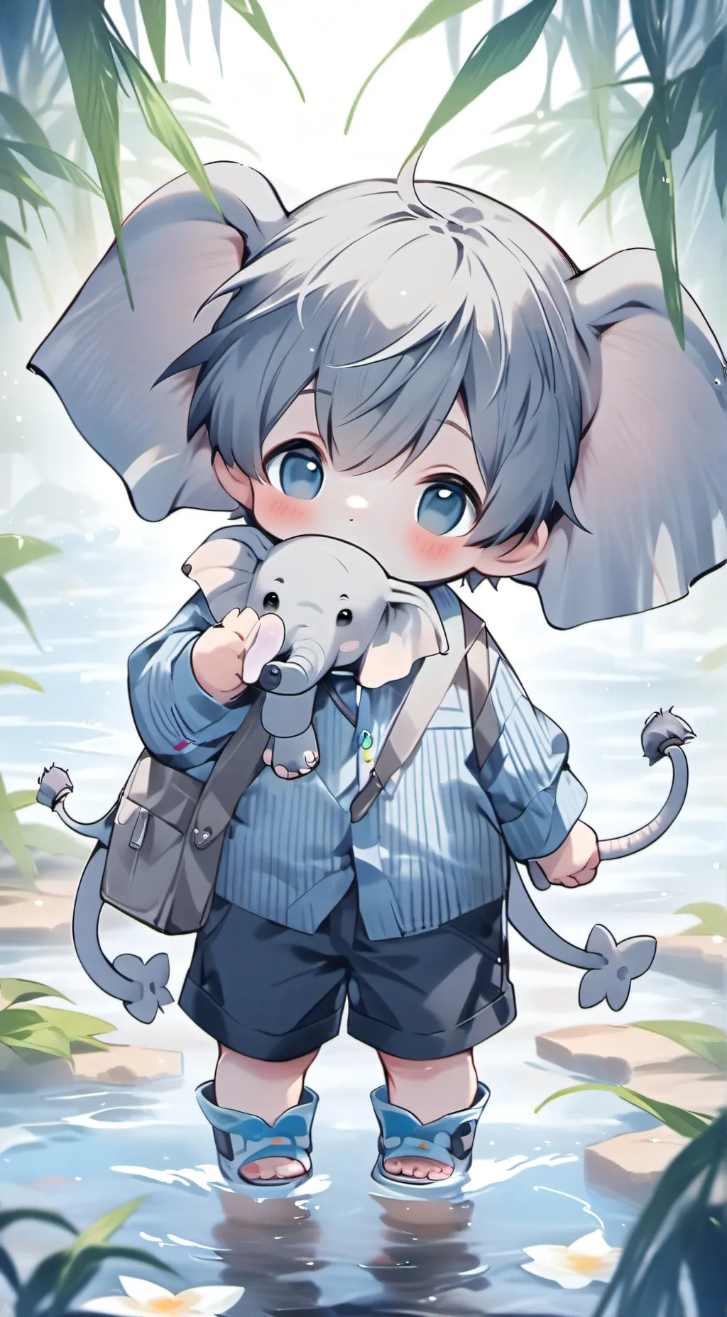 ai character: Aquatic Elephant Furry background