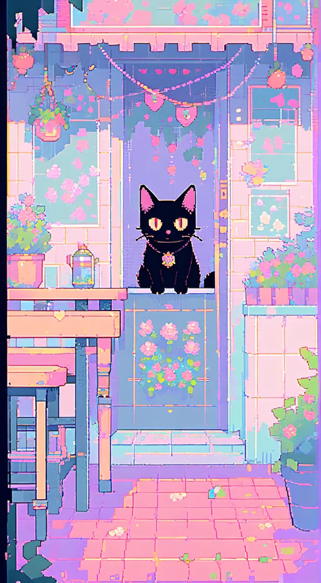 ai character: un gato negro background