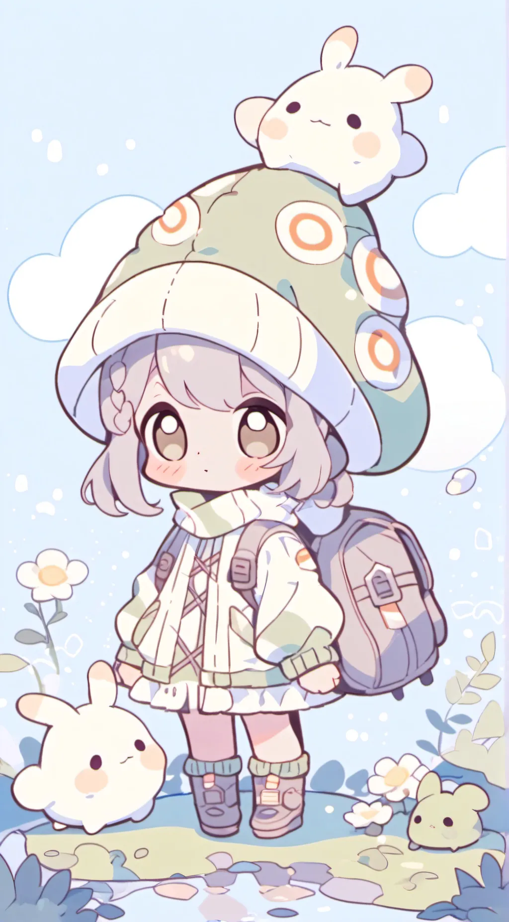 ai character: cute snail background