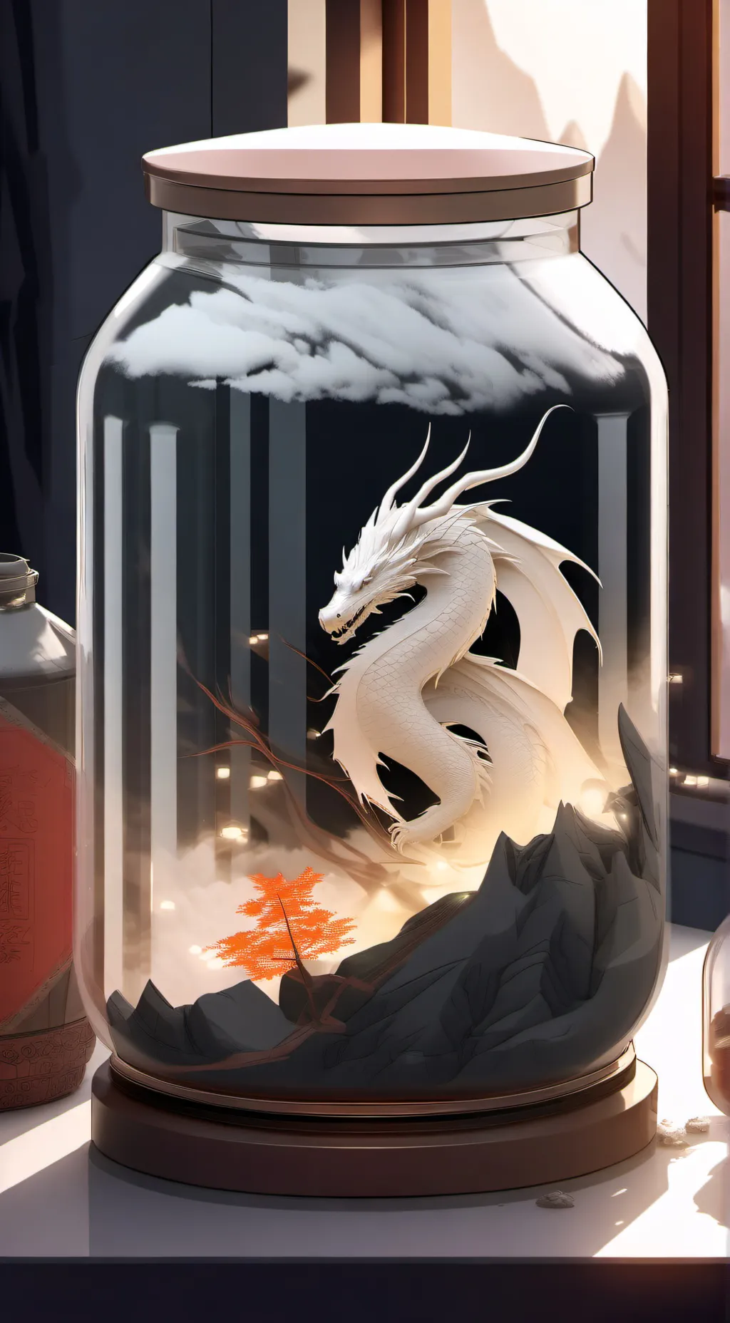 ai character: dragon in a jar  background