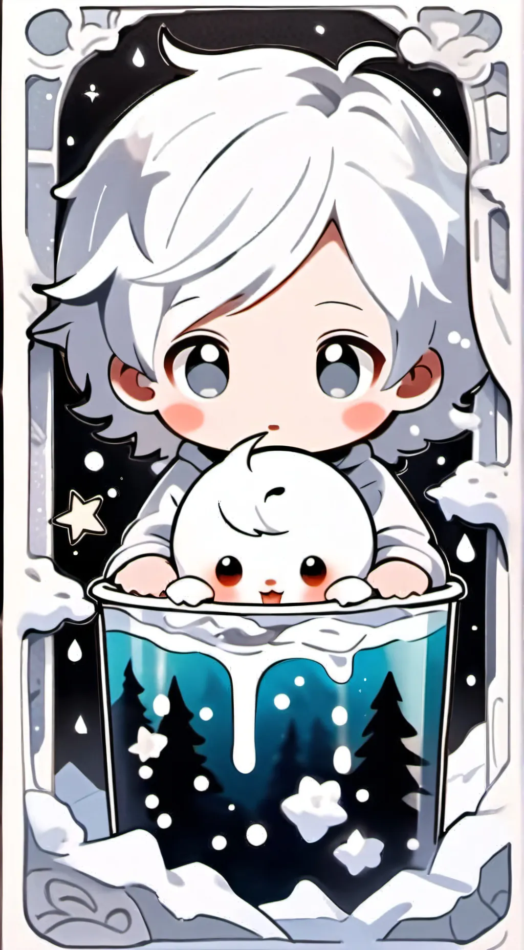ai character: cup babies background