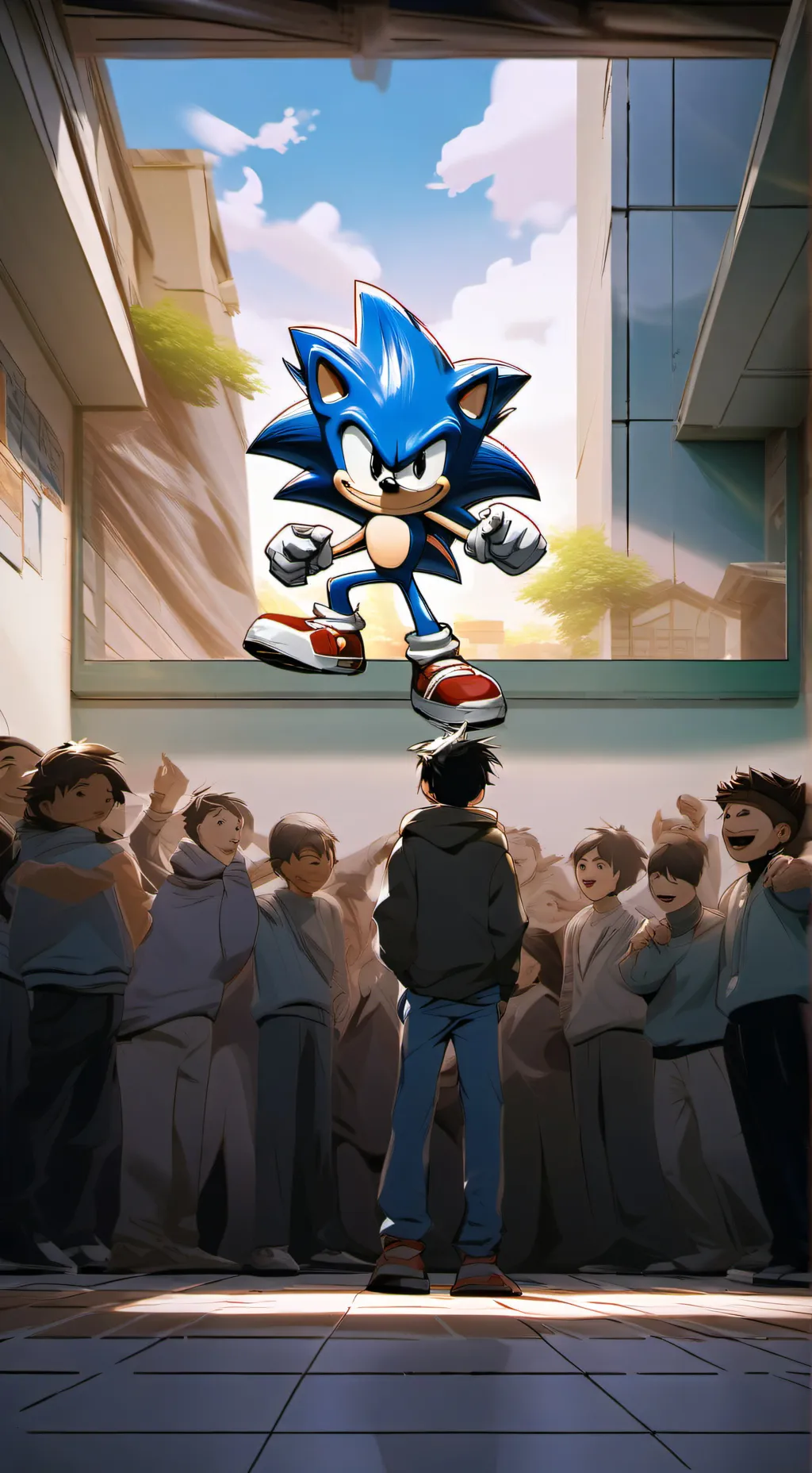 ai character: Sonic school background