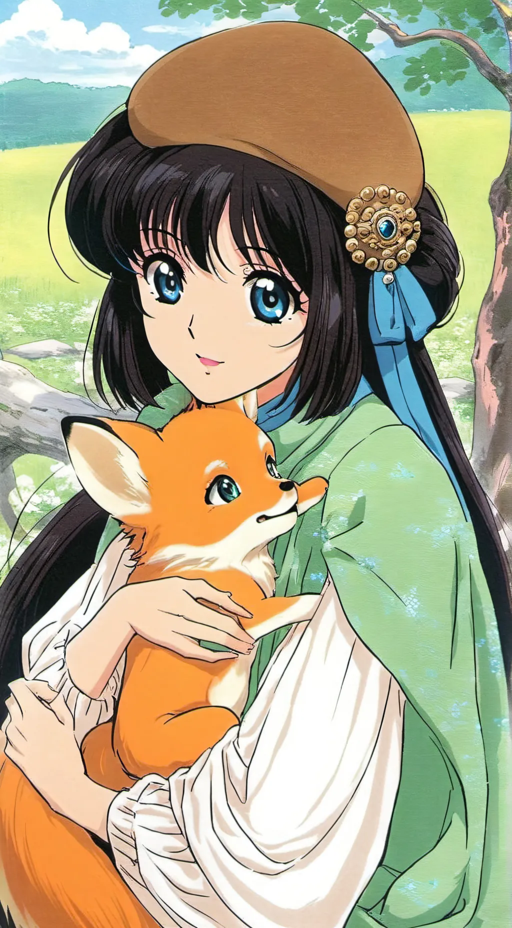 ai character: Fox girl  background