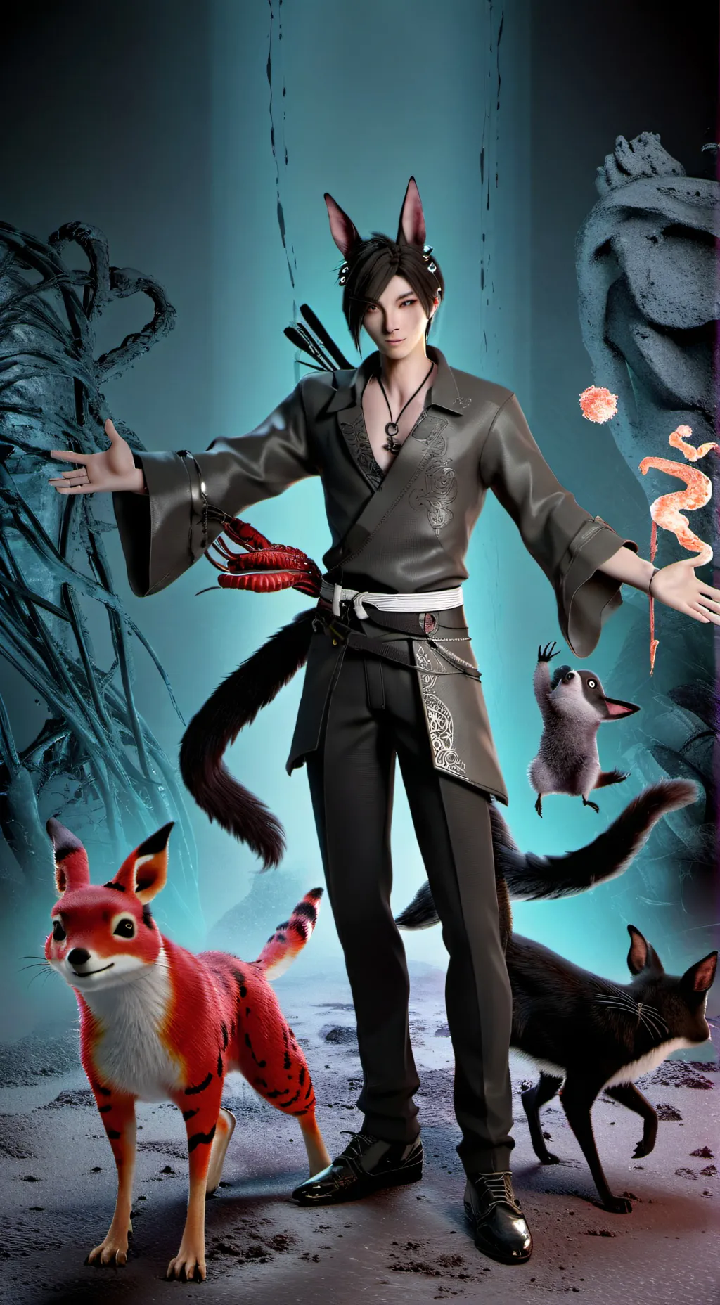 ai character: Human hybird lab background