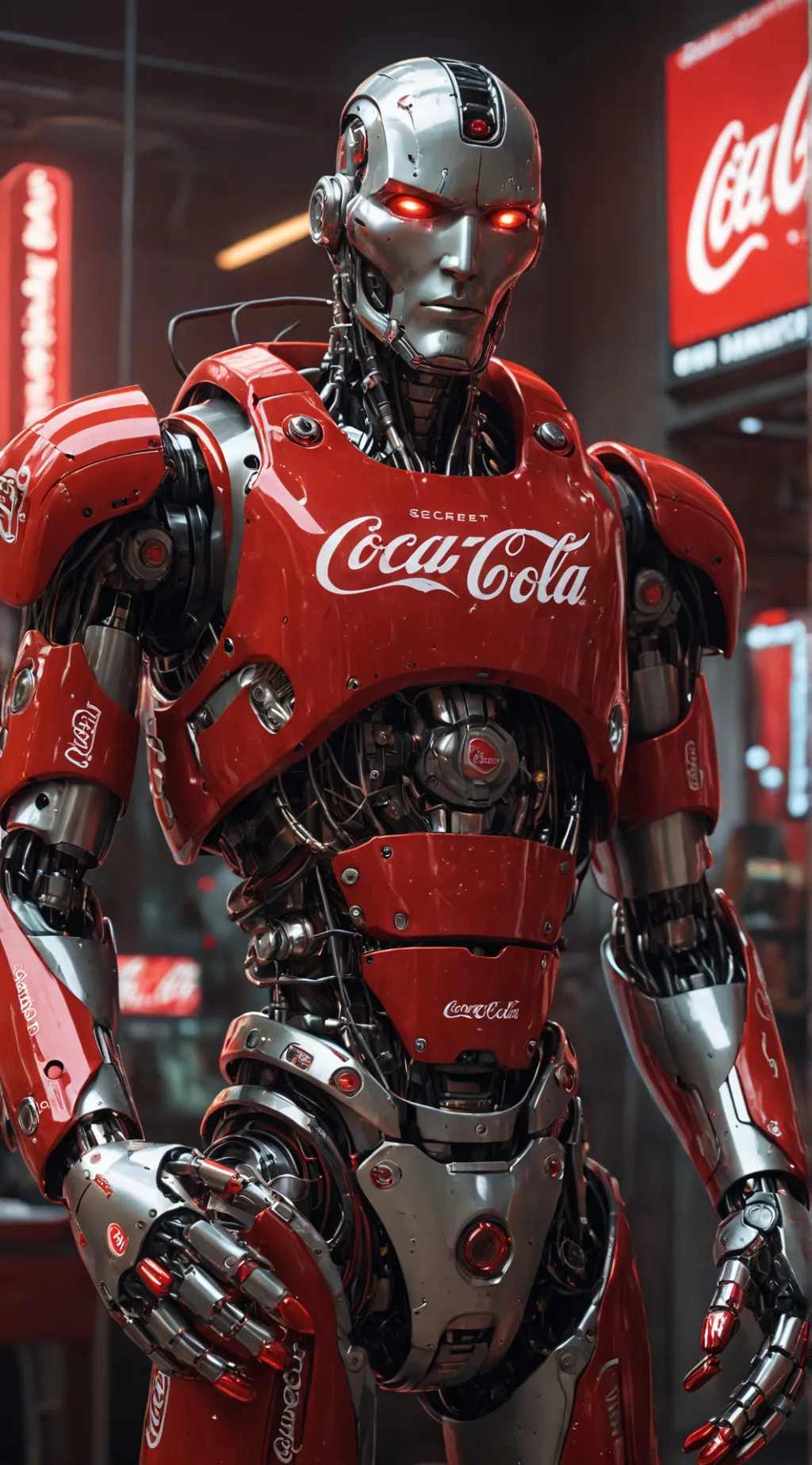 ai character: The Cola-Heavy Cyborg background