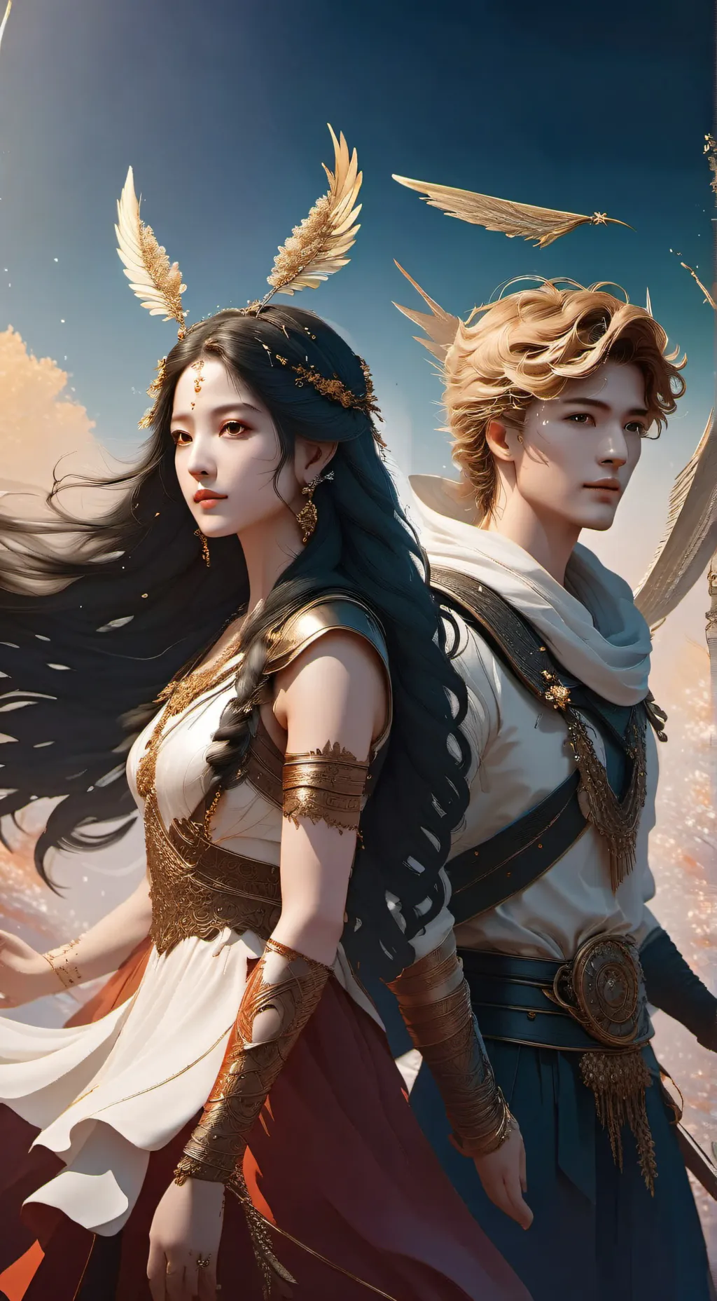 ai character: Artemis & Apollo  background