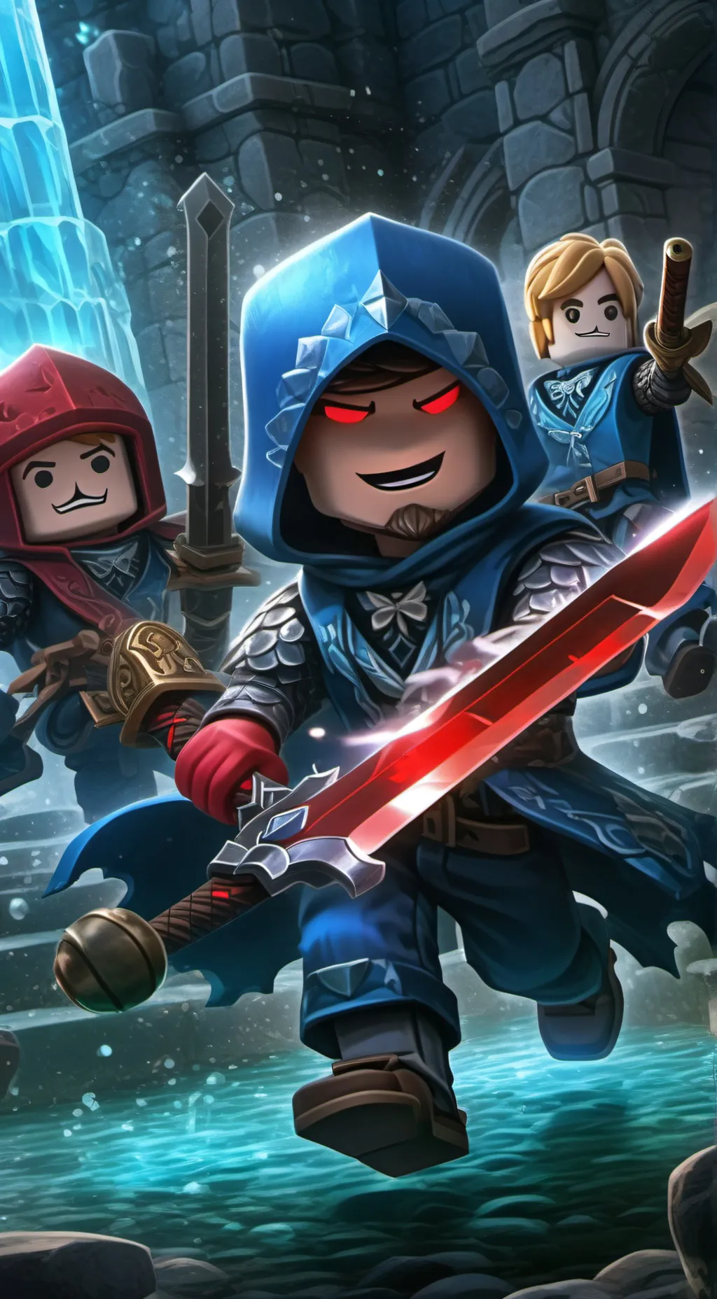 ai character: Red and blue background
