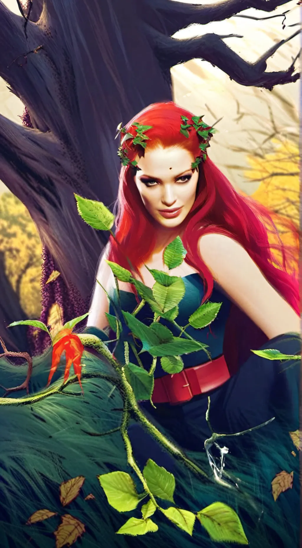 ai character: poison ivy  background