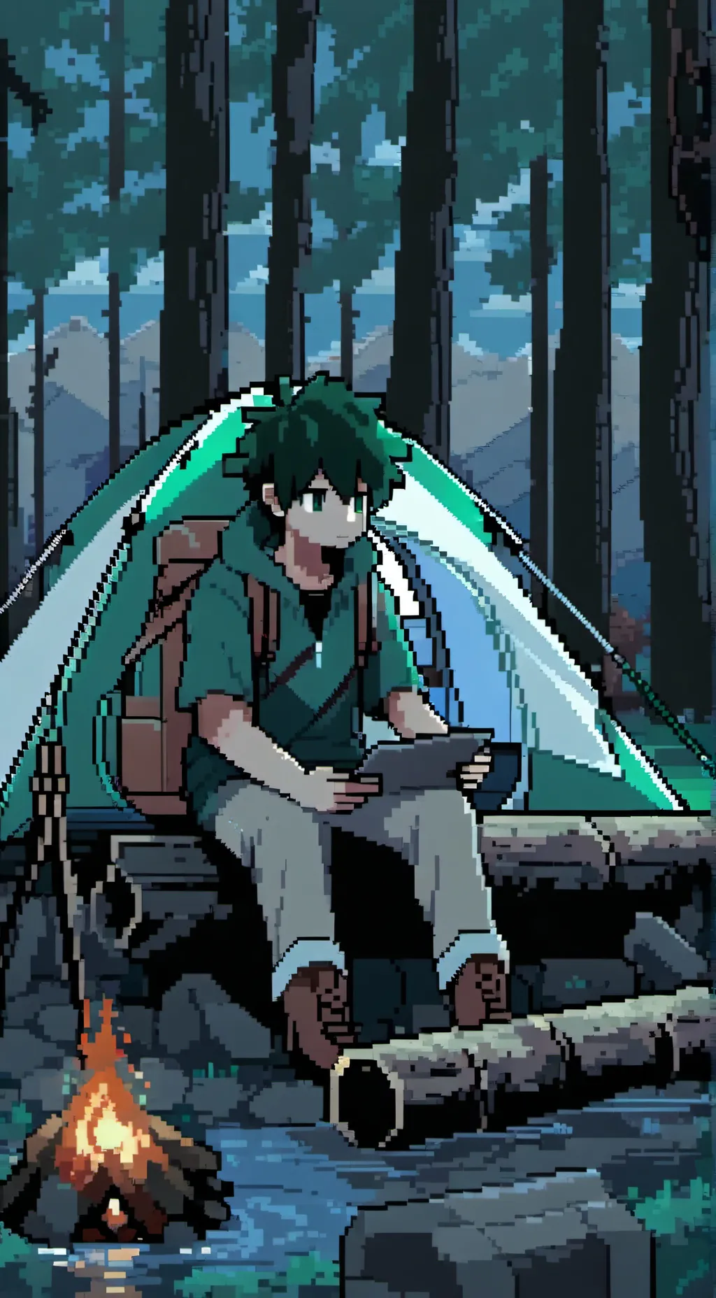 ai character: MHA camping (2) background