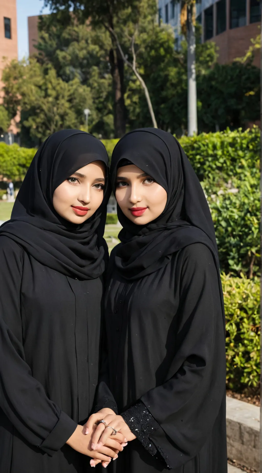 ai character: Asma and Fatima  background