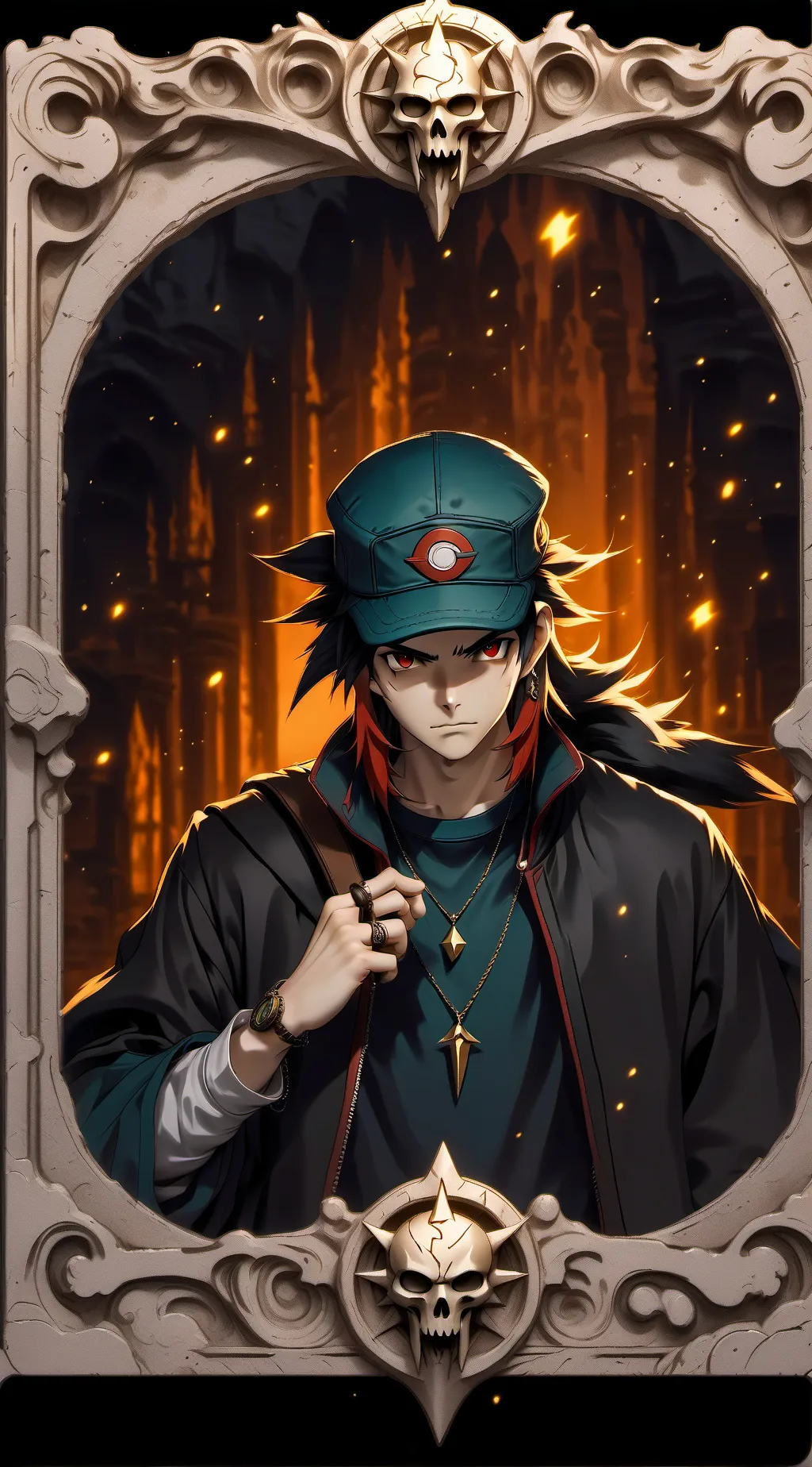 ai character: Ash Ketchum oscuro background