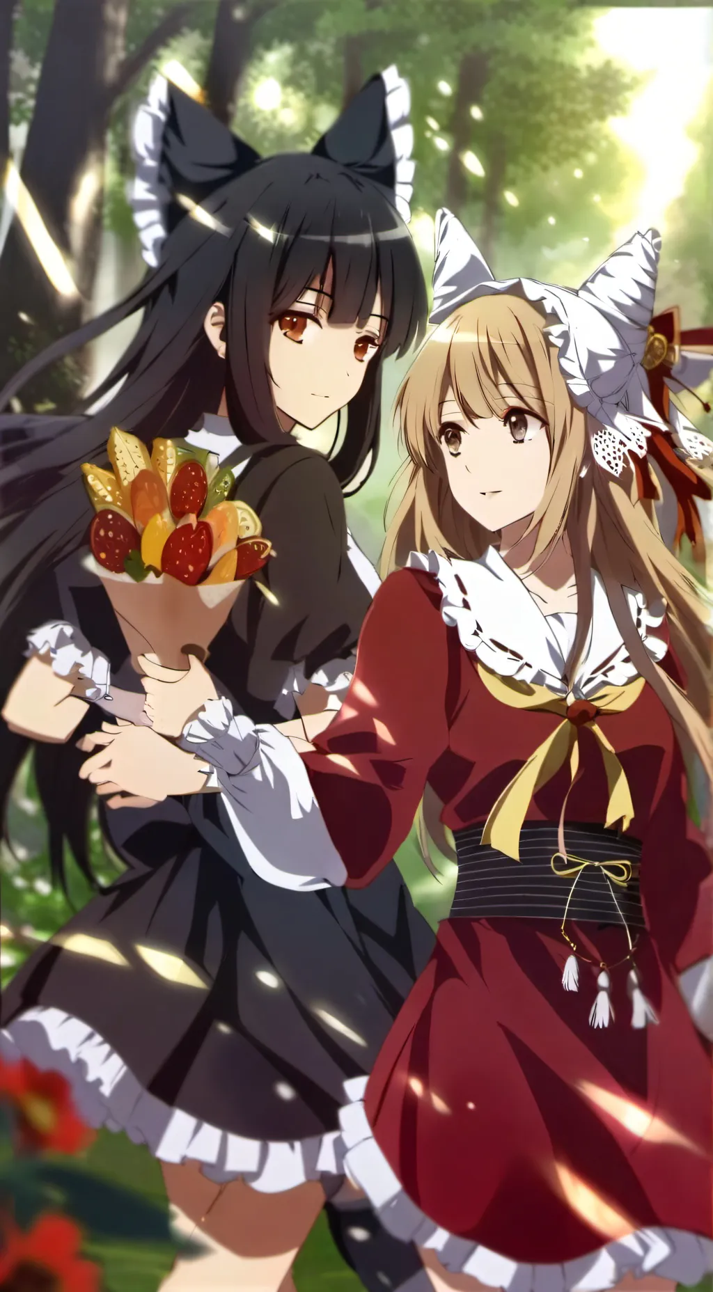 ai character: Reimu x Marisa background