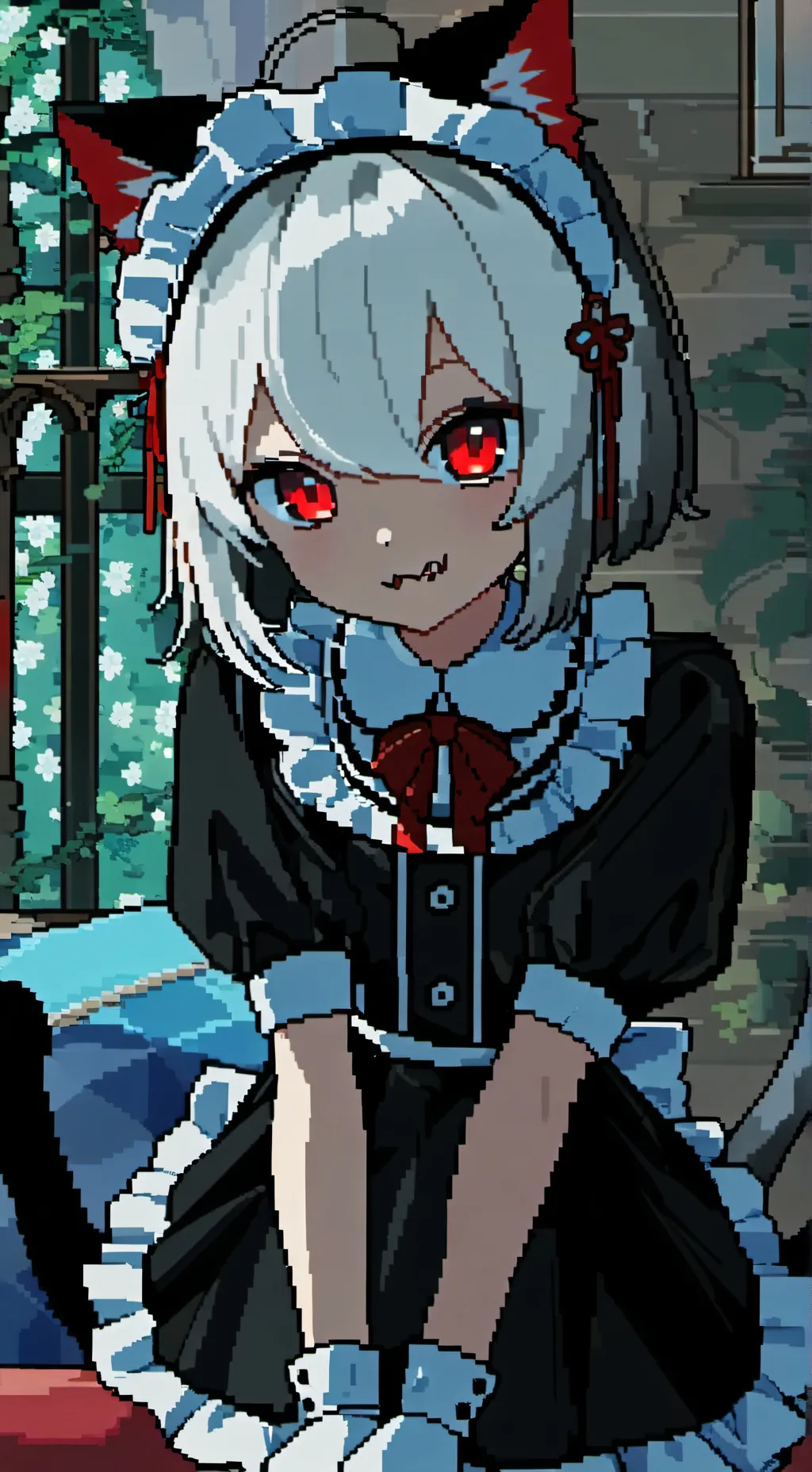 ai character: Yarn Tails the Maid Cat Spirit background