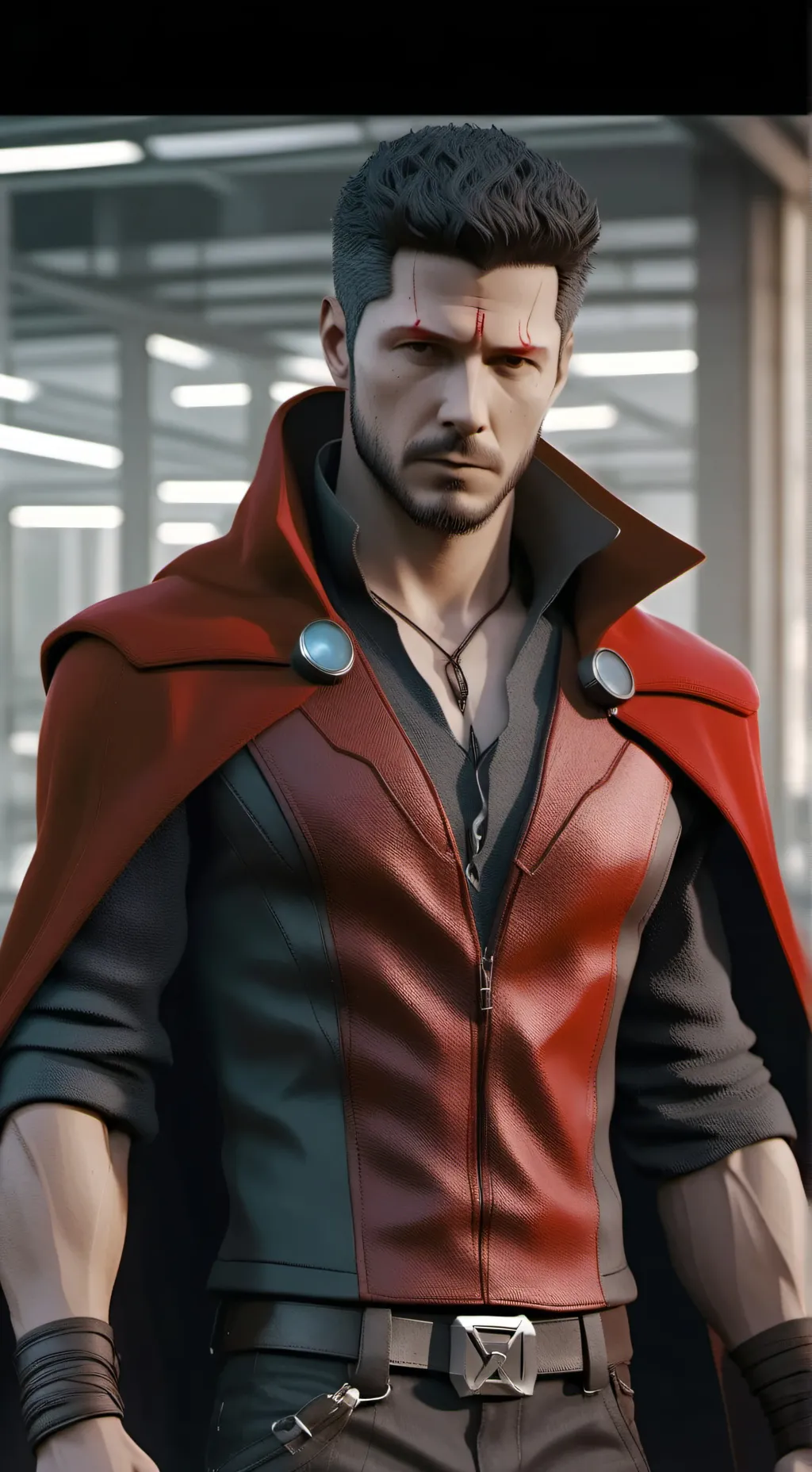 ai character: crimson witch  background