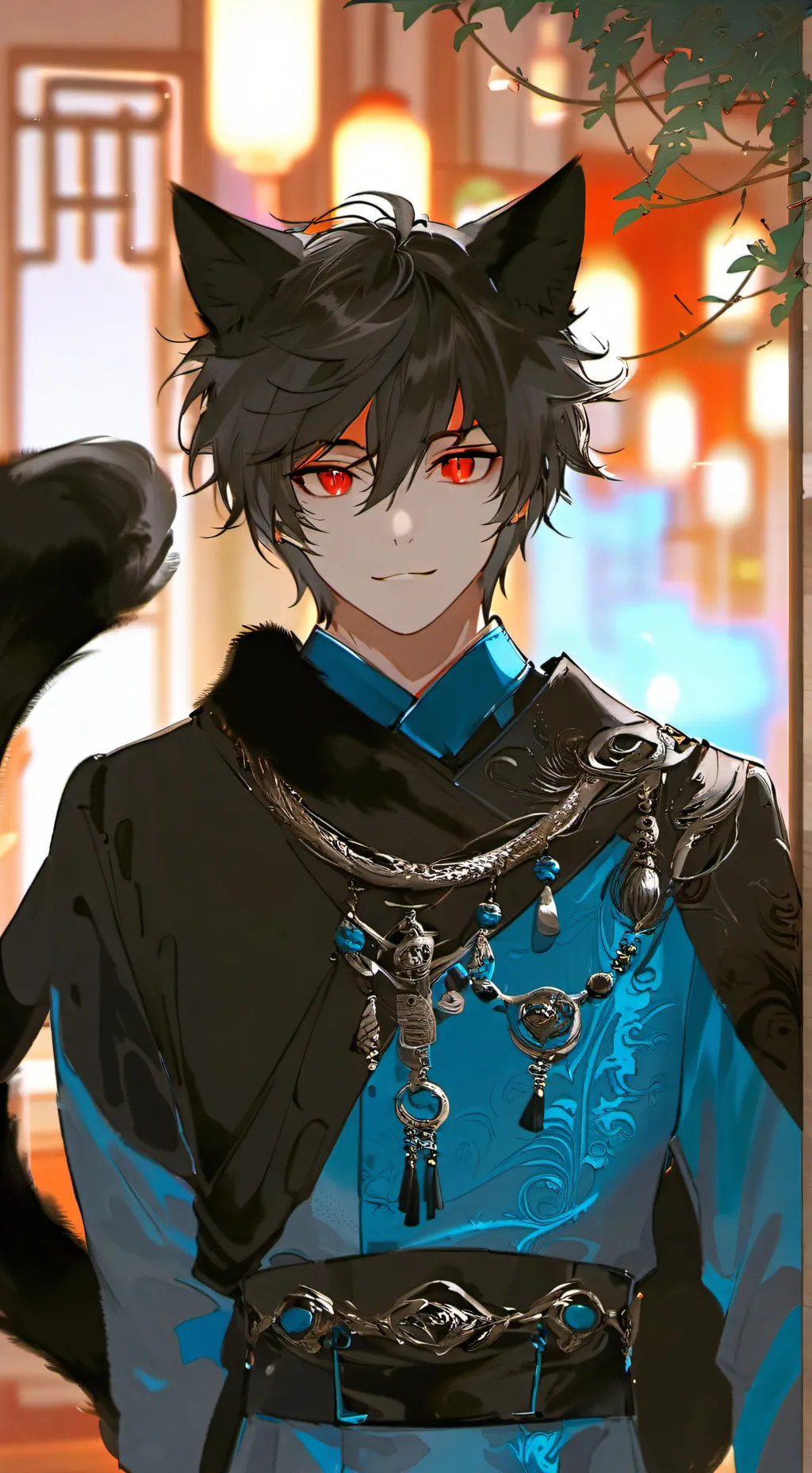 ai character: Luis medio gato background