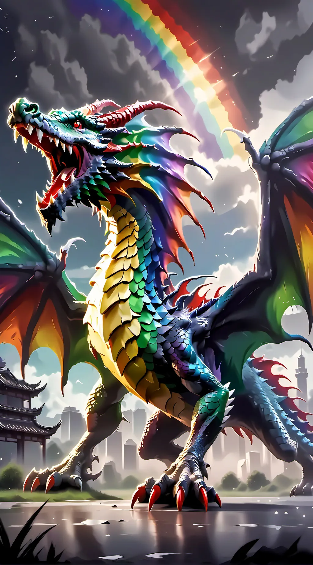 ai character: giant dragon  background