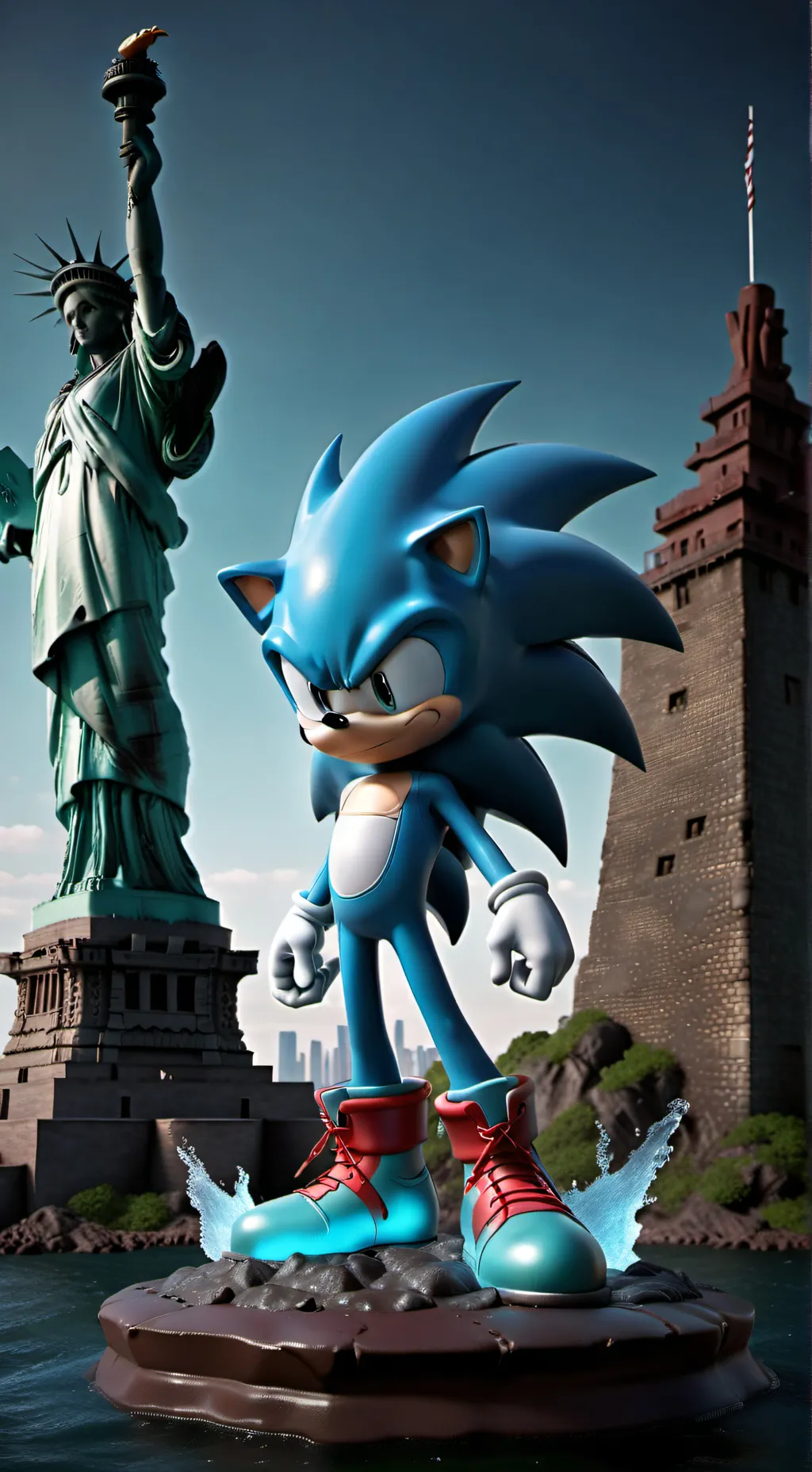 ai character: 🗽liberty and sonic background