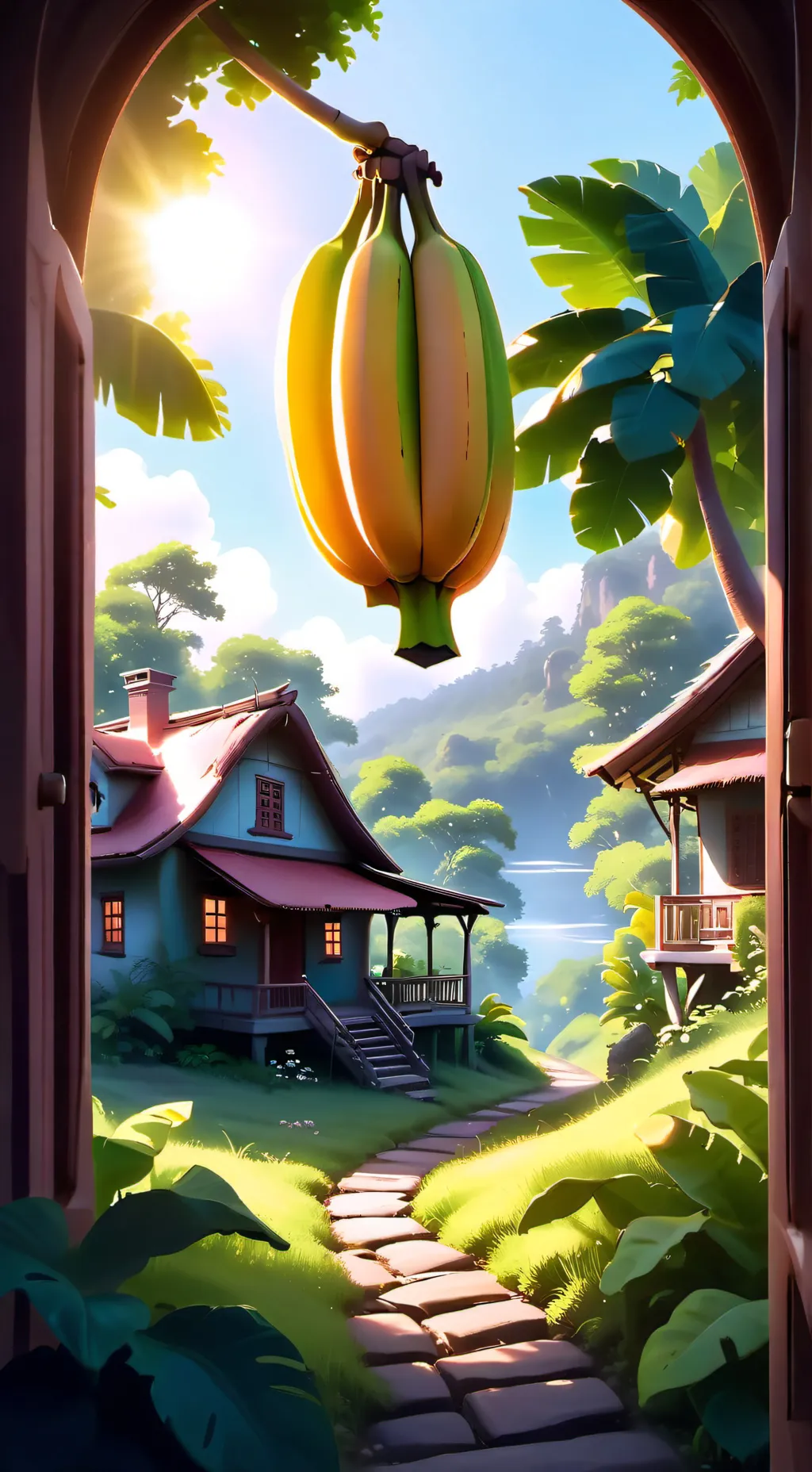 ai character: banana  background